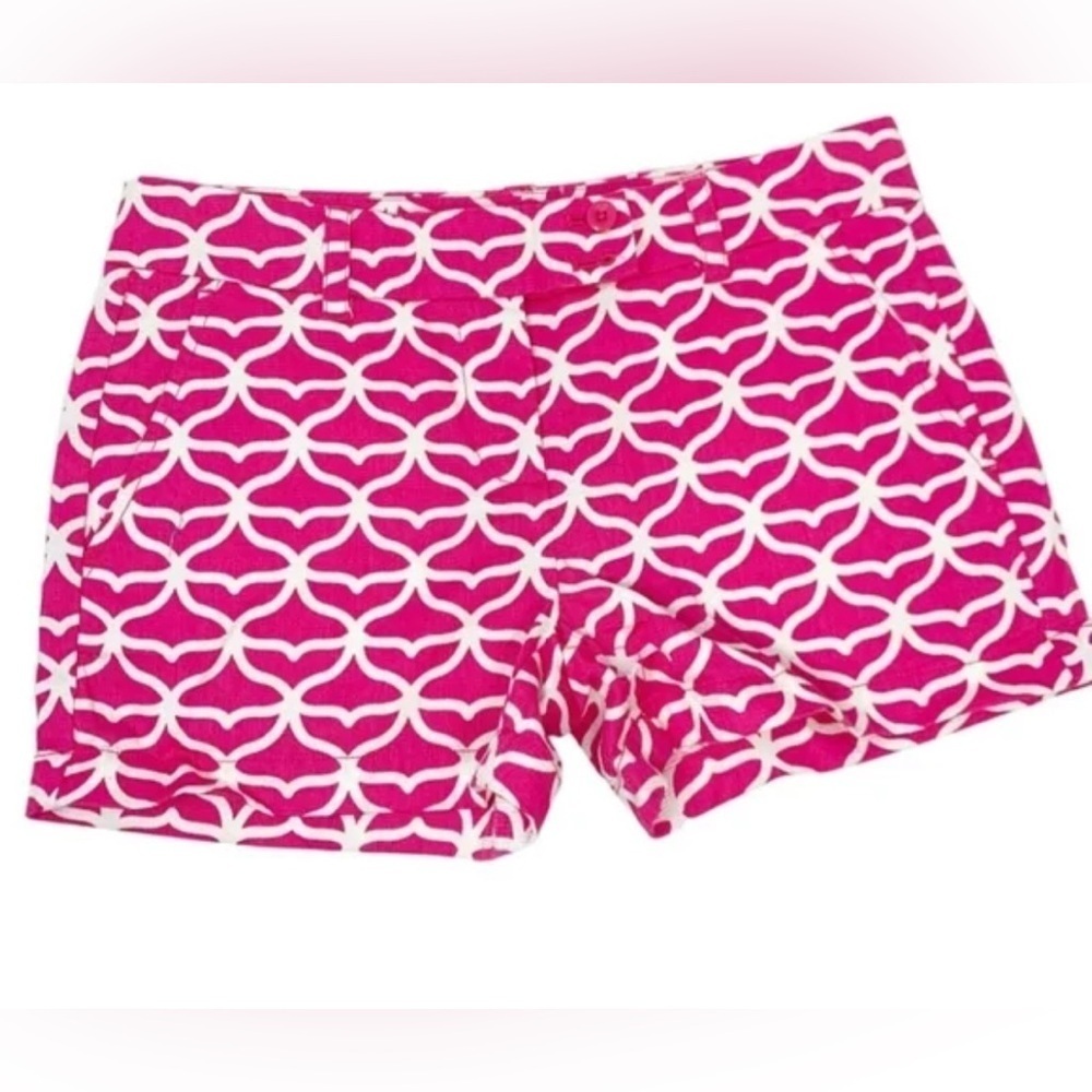 Vineyard Vines Whale Tail Dayboat Shorts Pink White Women Size 8